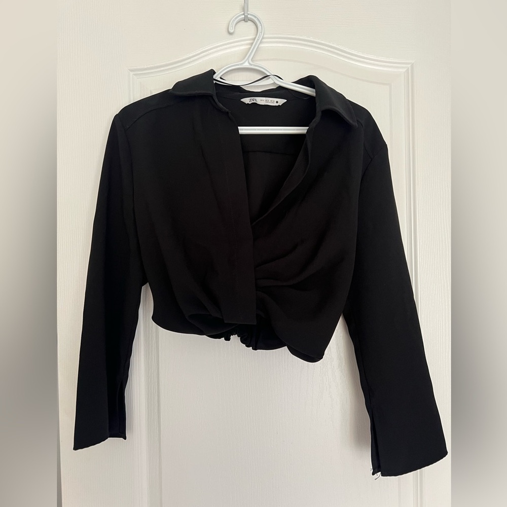 ZARA BLACK CROPPED TOP BLOUSE